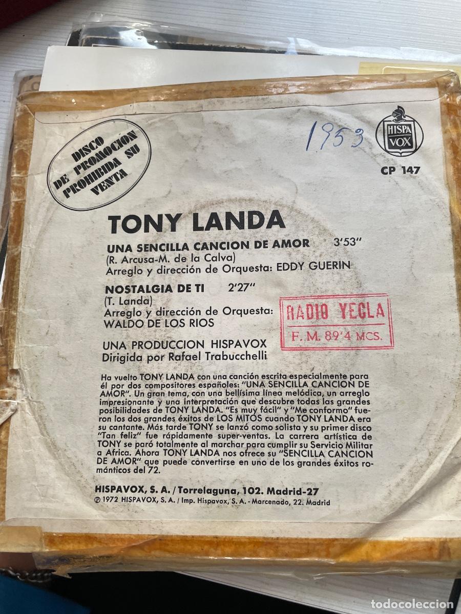 Discos de vinilo: Tony landa.- &ldquo;una sencilla&rdquo; vinilo - Foto 2