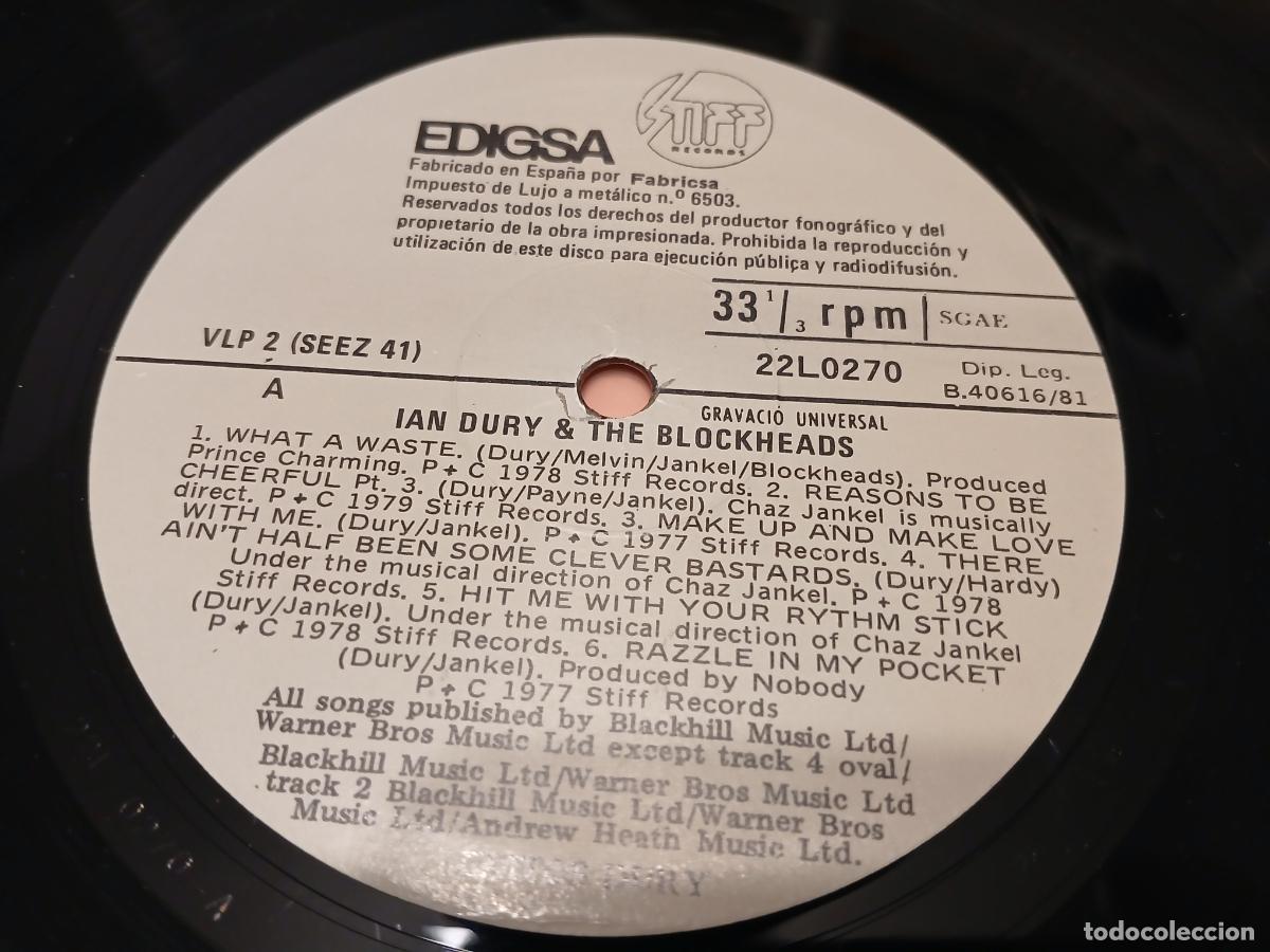 Discos de vinilo: Ian Dury & The Blockheads &ndash; Exitos Dury- (1981) LP disco vinilo - Foto 2
