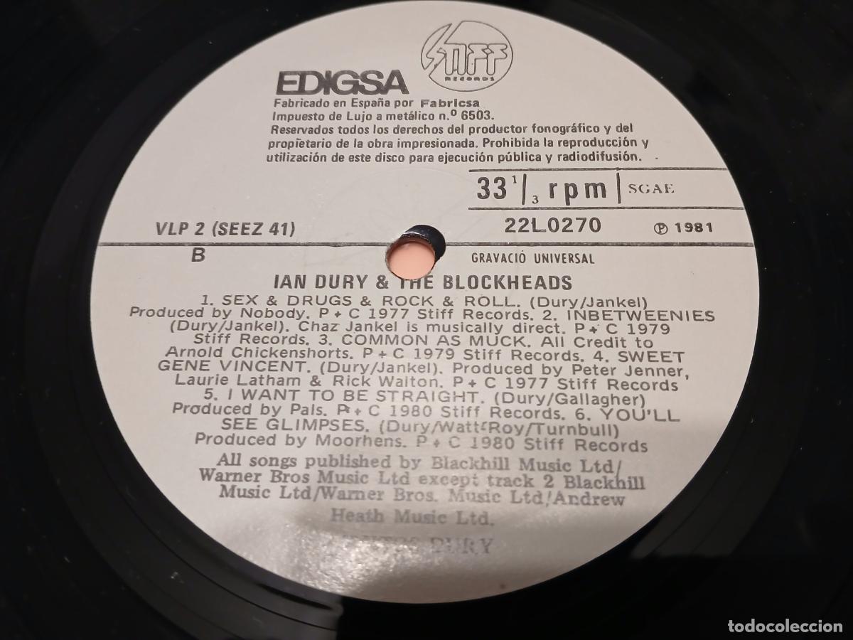 Discos de vinilo: Ian Dury & The Blockheads &ndash; Exitos Dury- (1981) LP disco vinilo - Foto 3