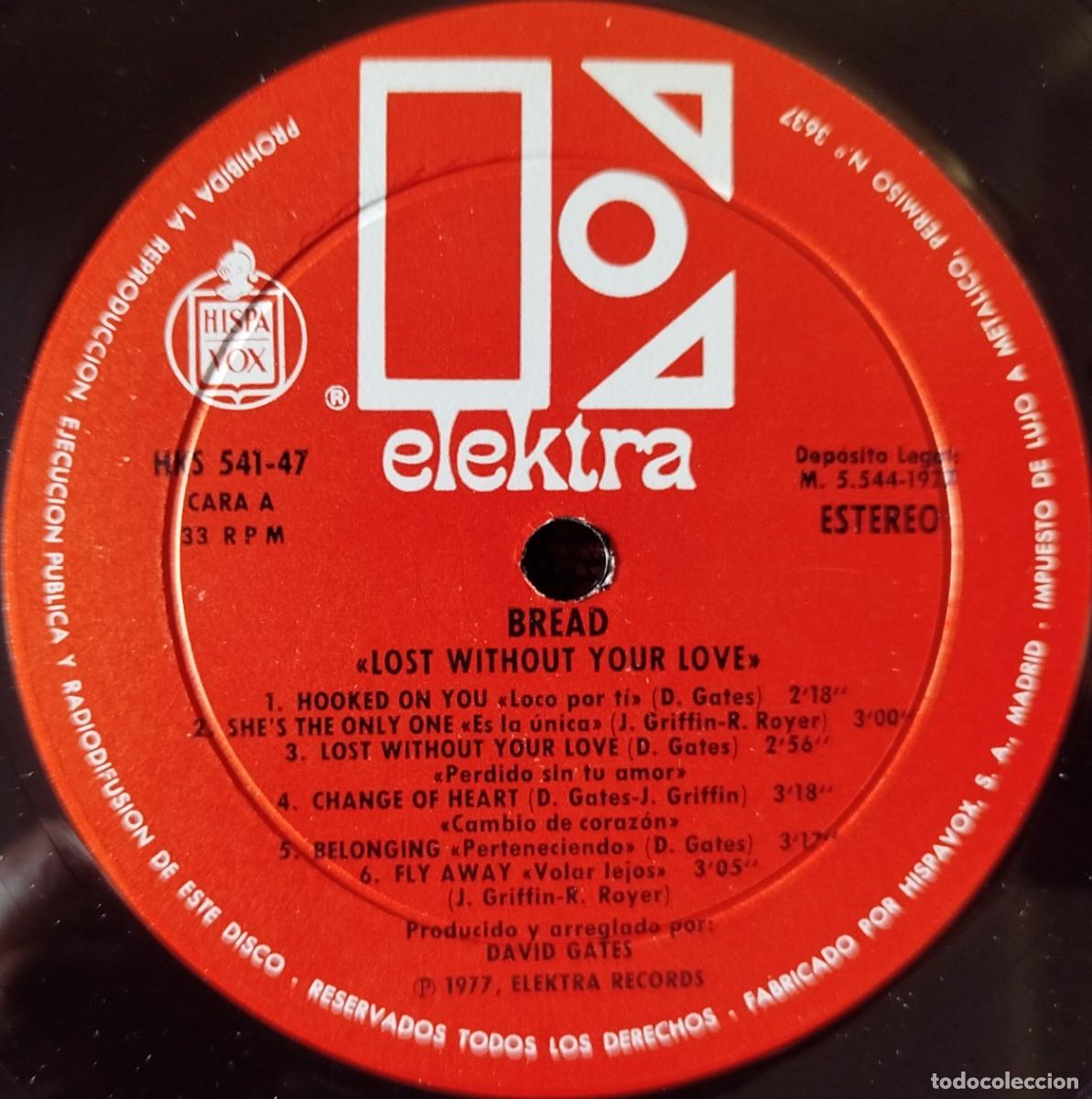 Discos de vinilo: BREAD ** Lost Without Your Love ** VINILO LP 1977 - Foto 3