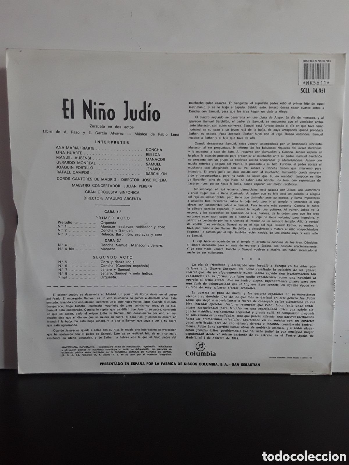 Discos de vinilo: Ata&uacute;lfo Argenta &lrm;&ndash; El Ni&ntilde;o Judio - Foto 2