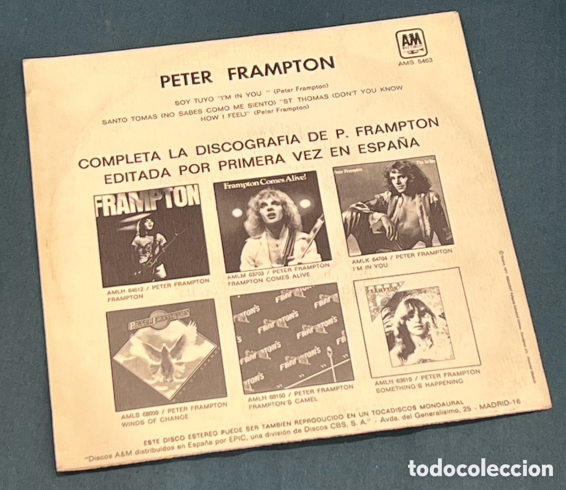 Discos de vinilo: Disco Vinilo Single. Peter Frampton. &ldquo;Soy tuyo&rdquo;. 1977. - Foto 2