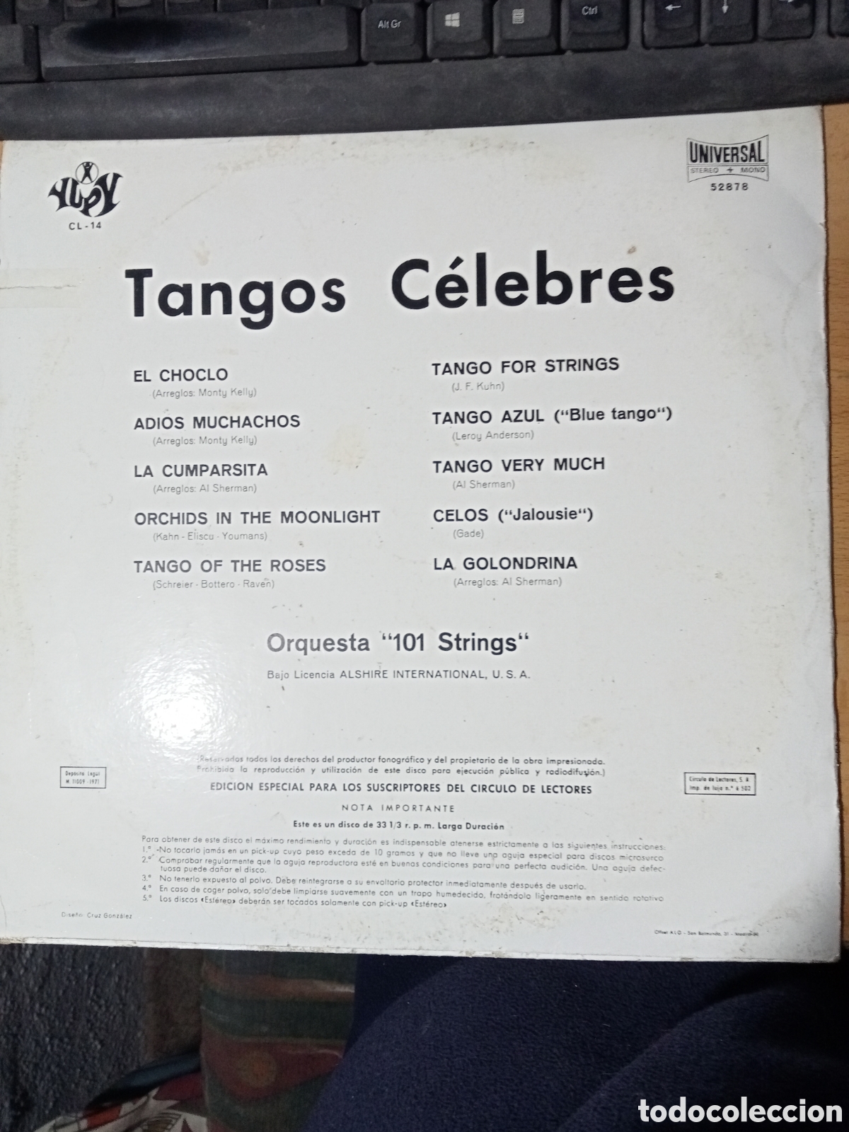 Discos de vinilo: ORQUESTA 101 STRINGS / TANGOS CELEBRES - Foto 2