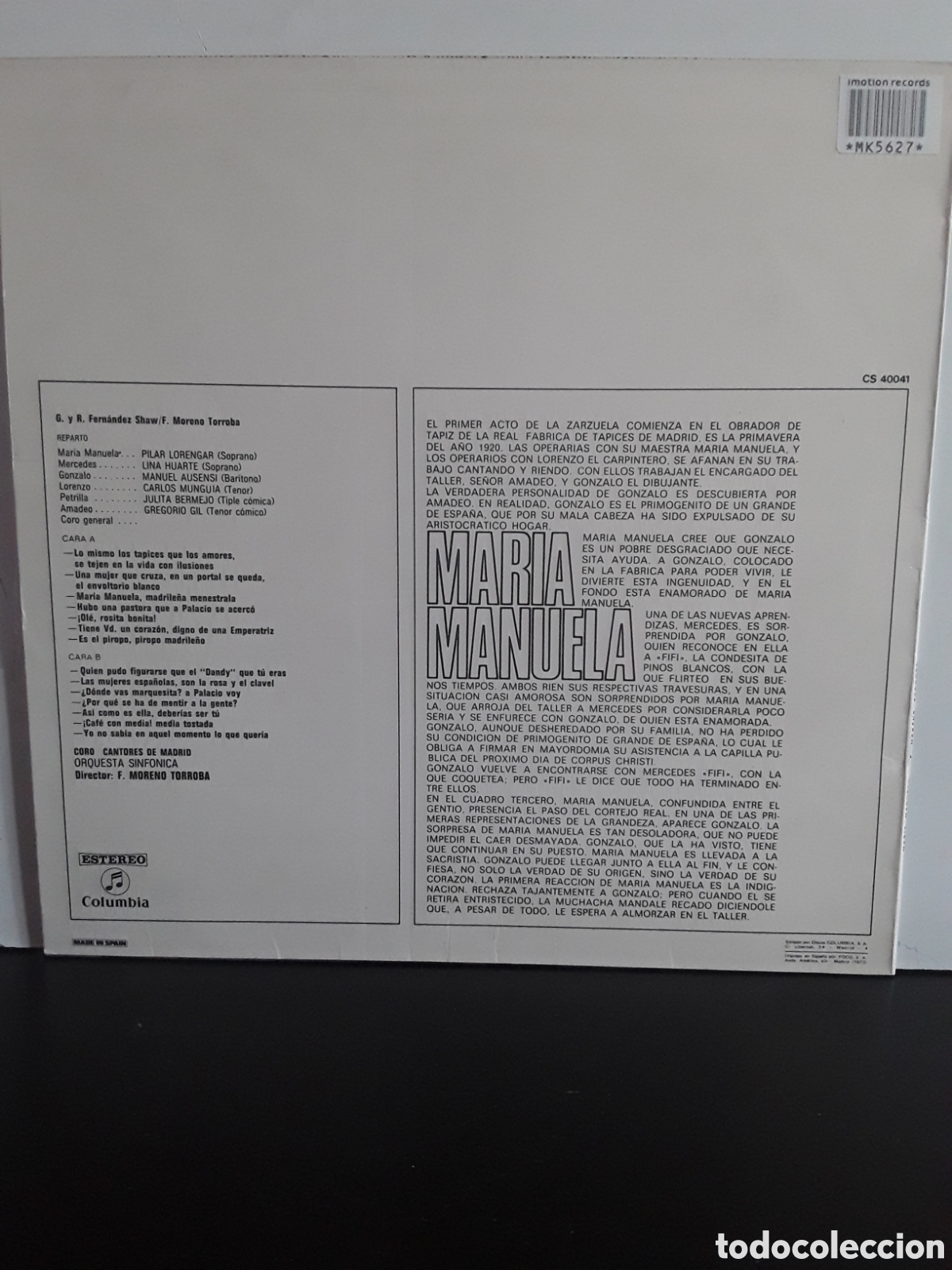 Discos de vinilo: F. Moreno Torroba &lrm;&ndash; Maria Manuela - Foto 2