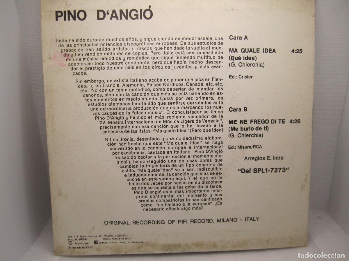 Discos de vinilo: single pino dangio ma quale idea - Foto 3