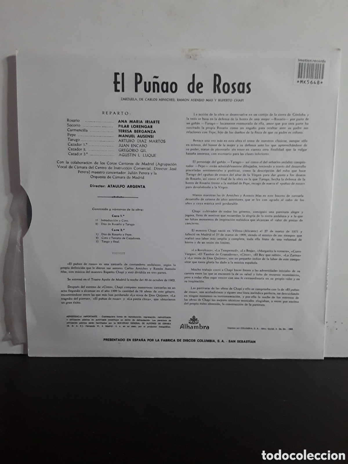 Discos de vinilo: Ata&uacute;lfo Argenta &lrm;&ndash; El Pu&ntilde;ao De Rosas - Foto 2