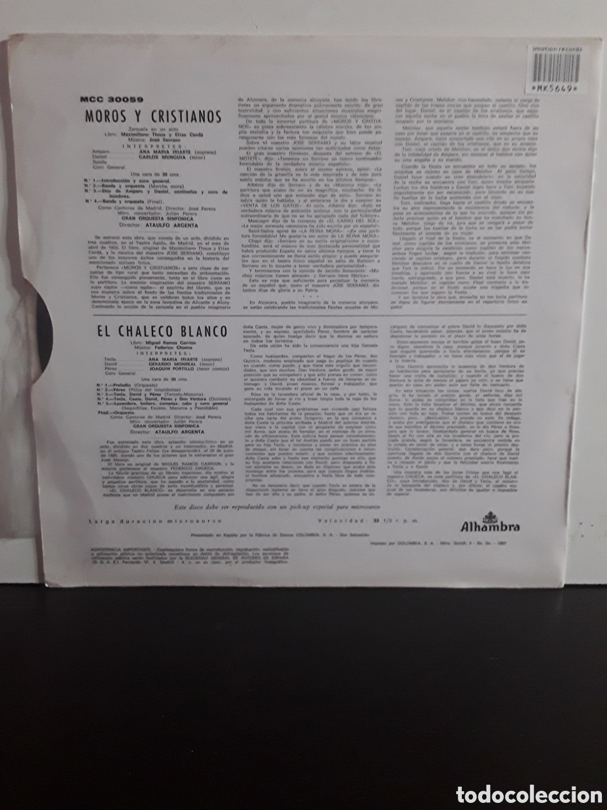 Discos de vinilo: Joaqu&iacute;n Portillo &lrm;&ndash; Moros Y Cristianos / El Chaleco Blanco - Foto 2