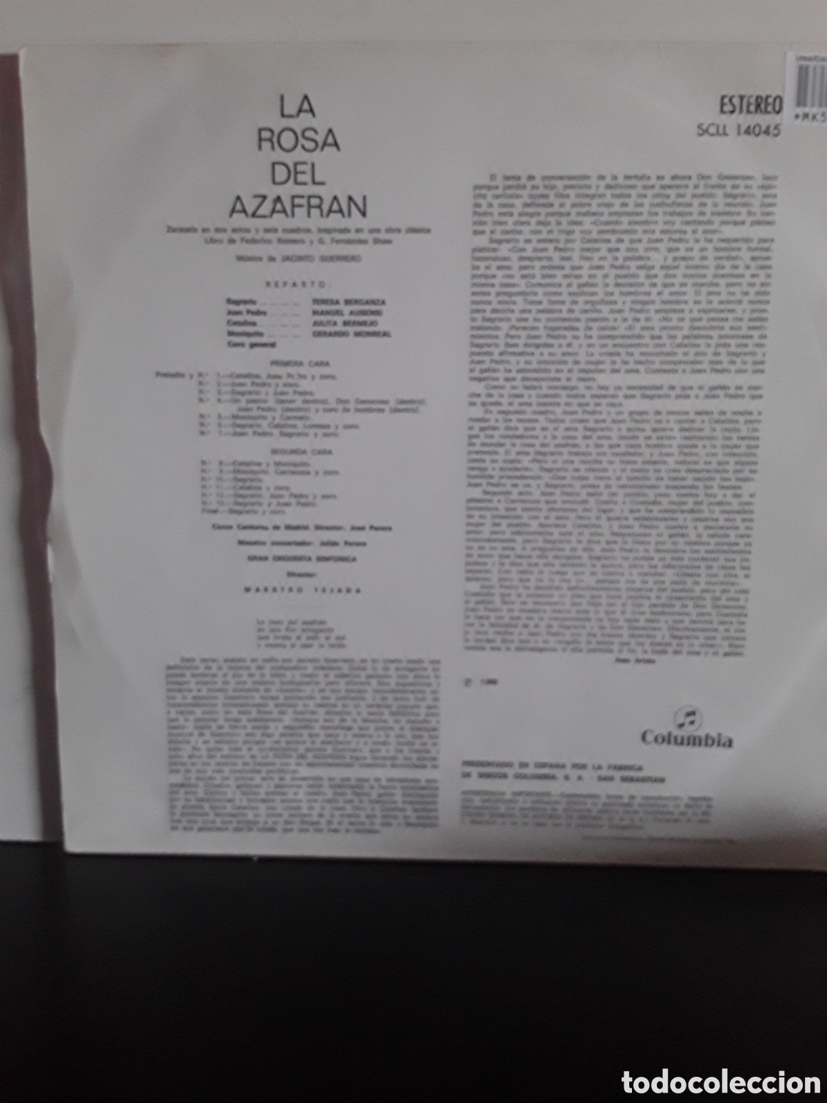 Discos de vinilo: Maestro Tejada &lrm;&ndash; La Rosa Del Azafr&aacute;n - Foto 2