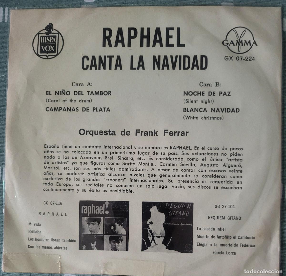 Discos de vinilo: Raphael Ep sello Gamma editado en M&eacute;xico. - Foto 2