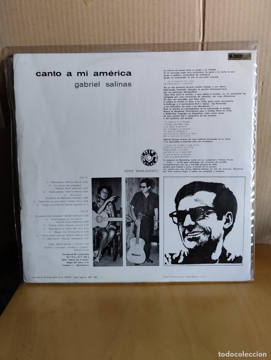 Discos de vinilo: GABRIEL SALINAS ----- CANTO A MI AMERICA - Foto 2