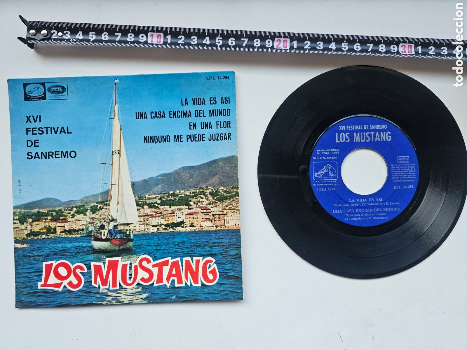Discos de vinilo: Disco de vinilo de 45 RPM Los Mustang 1966 - Foto 1