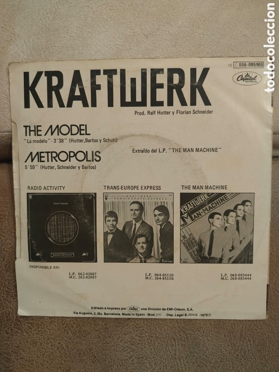 Discos de vinilo: Kraftwerk Single La Modelo - Foto 2