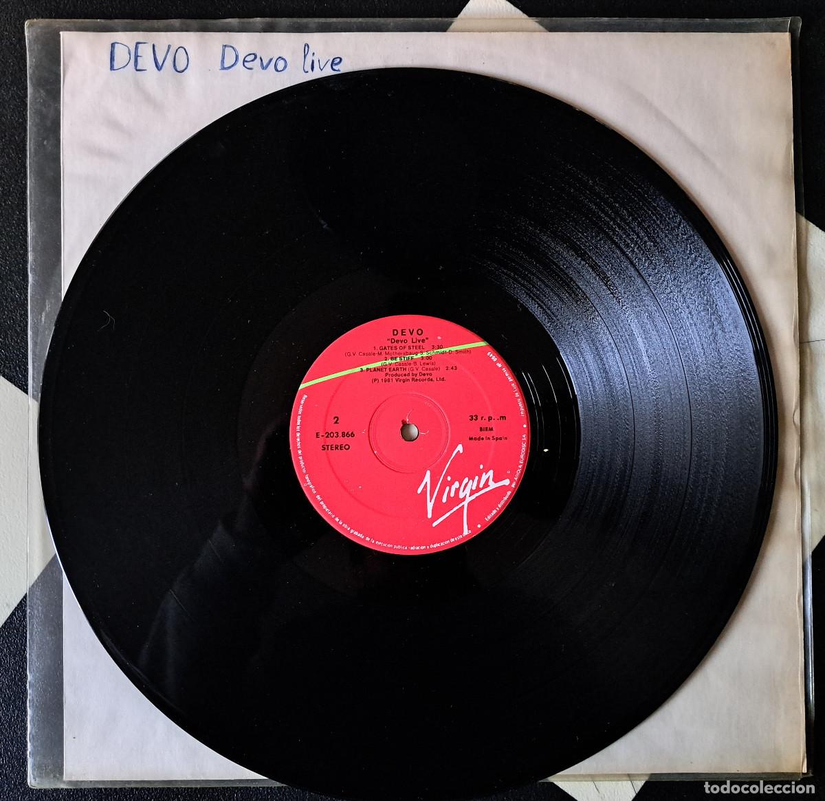 Discos de vinilo: LP Devo &lrm;&ndash; Dev-O Live 1982 SPAIN NO COVER/NM - Foto 1