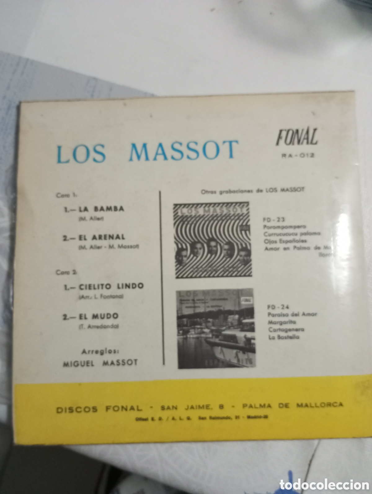 Discos de vinilo: GRUPO &rdquo; LOS MASSOT &rdquo; EL ARENAL LA BAMBA - Foto 2
