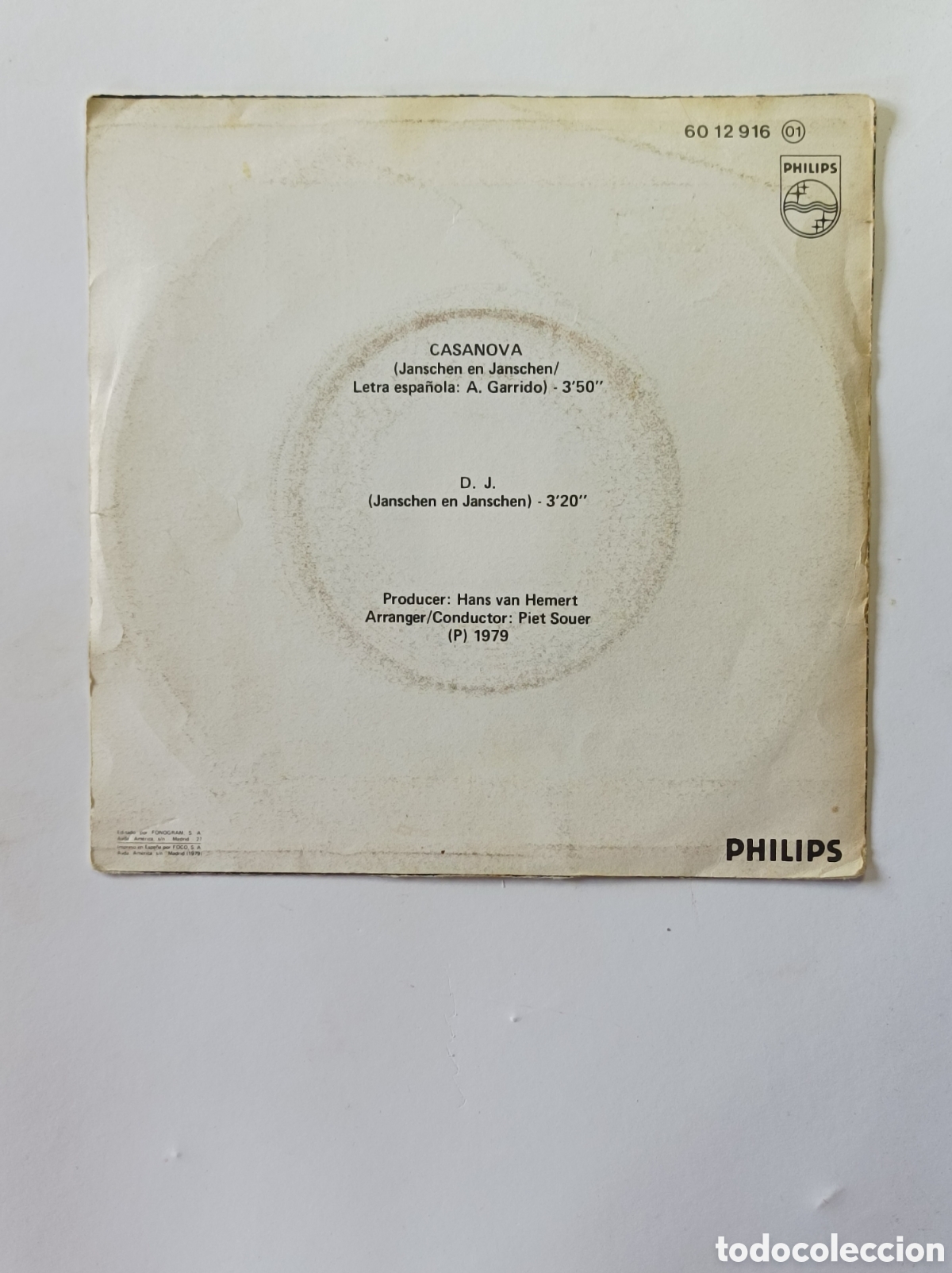 Discos de vinilo: CASANOVA. LUV. PHILIPS. 1979. SINGLE DISCO VINILO. - Foto 2