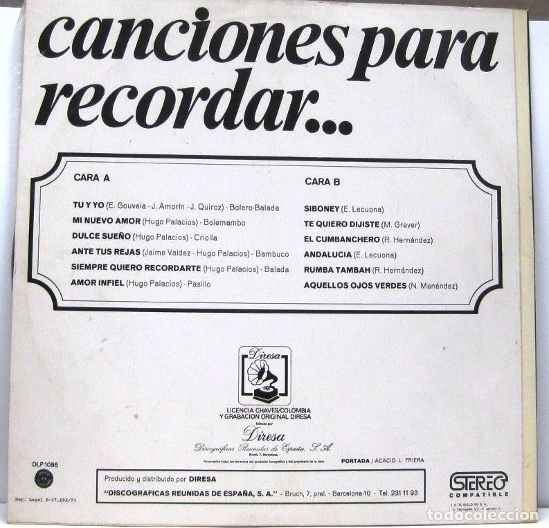 Discos de vinilo: CANCIONES PARA RECORDAR - VARIOS INTERPRETES - LP - Foto 2