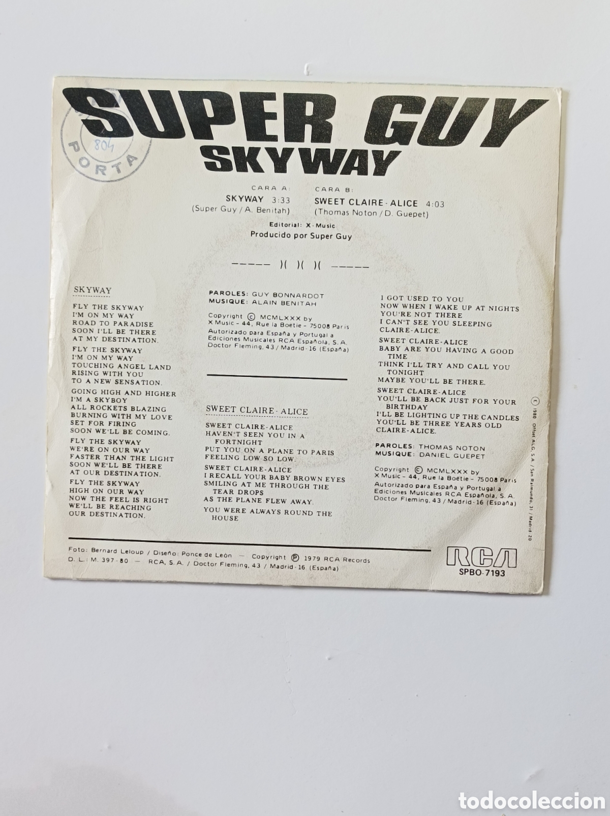 Discos de vinilo: SUPER GUY. SKY WAY. RCA. SINGLE DISCO VINILO. - Foto 2