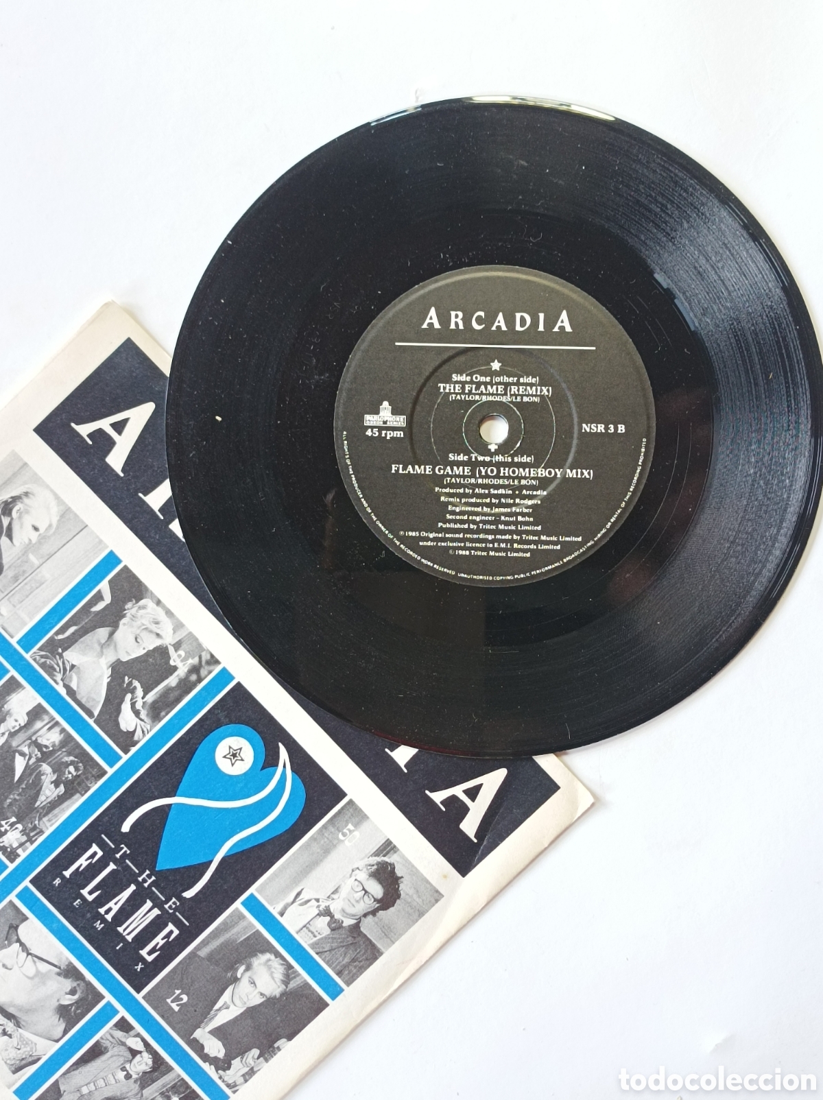 Discos de vinilo: ARCADIA. THE FLAME REMIX. SINGLE DISCO VINILO. - Foto 3