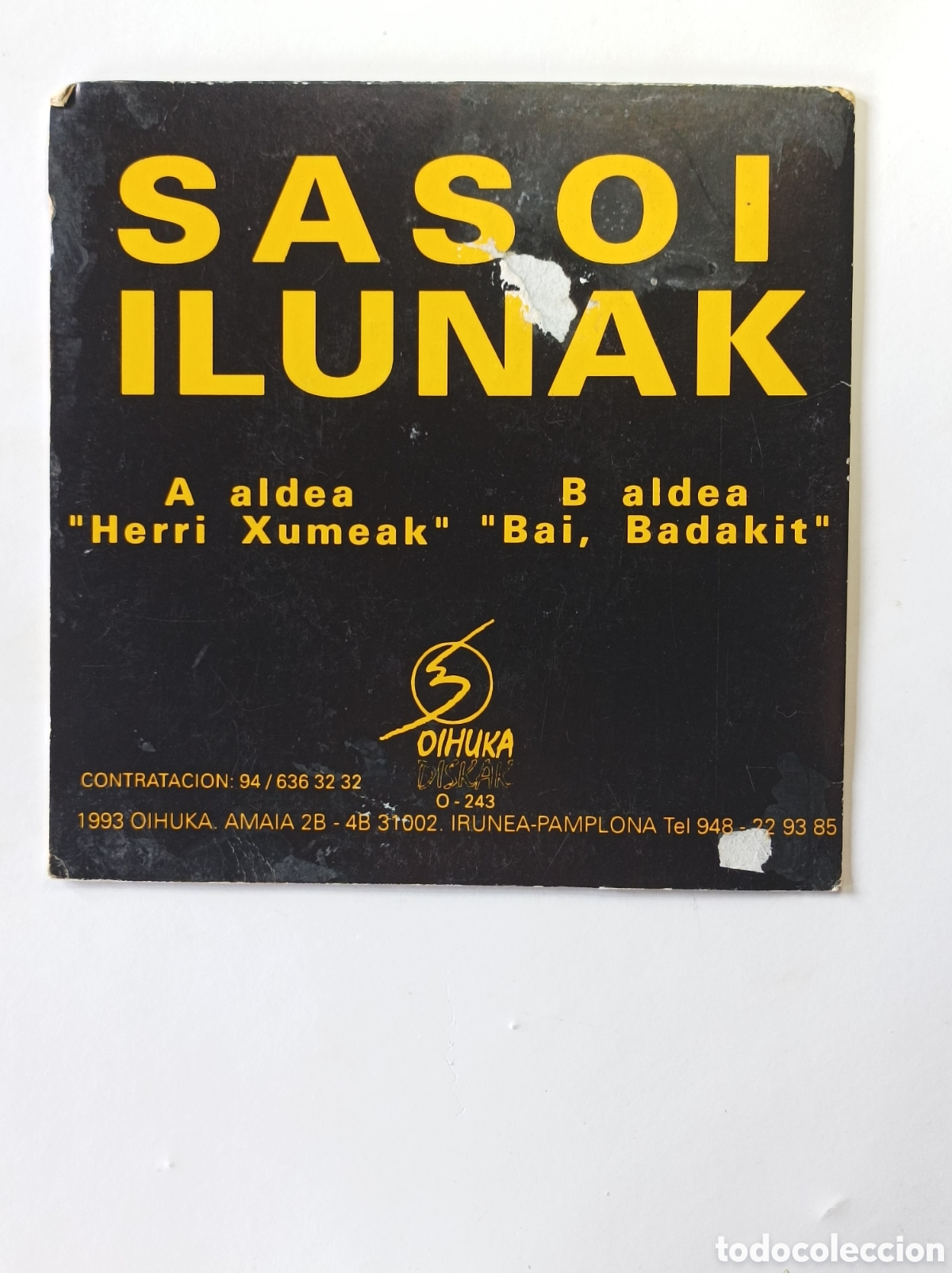 Discos de vinilo: SASOI ILUNAK. OIHUKA. SINGLE DISCO VINILO. - Foto 1