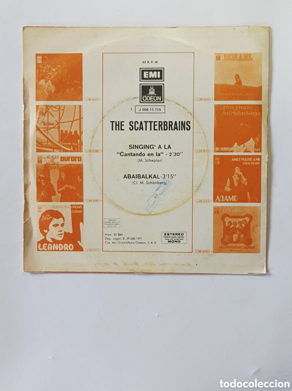 Discos de vinilo: SING A LA. THE SCATTERBRAINS. ODEON. SINGLE DISCO VINILO. - Foto 2