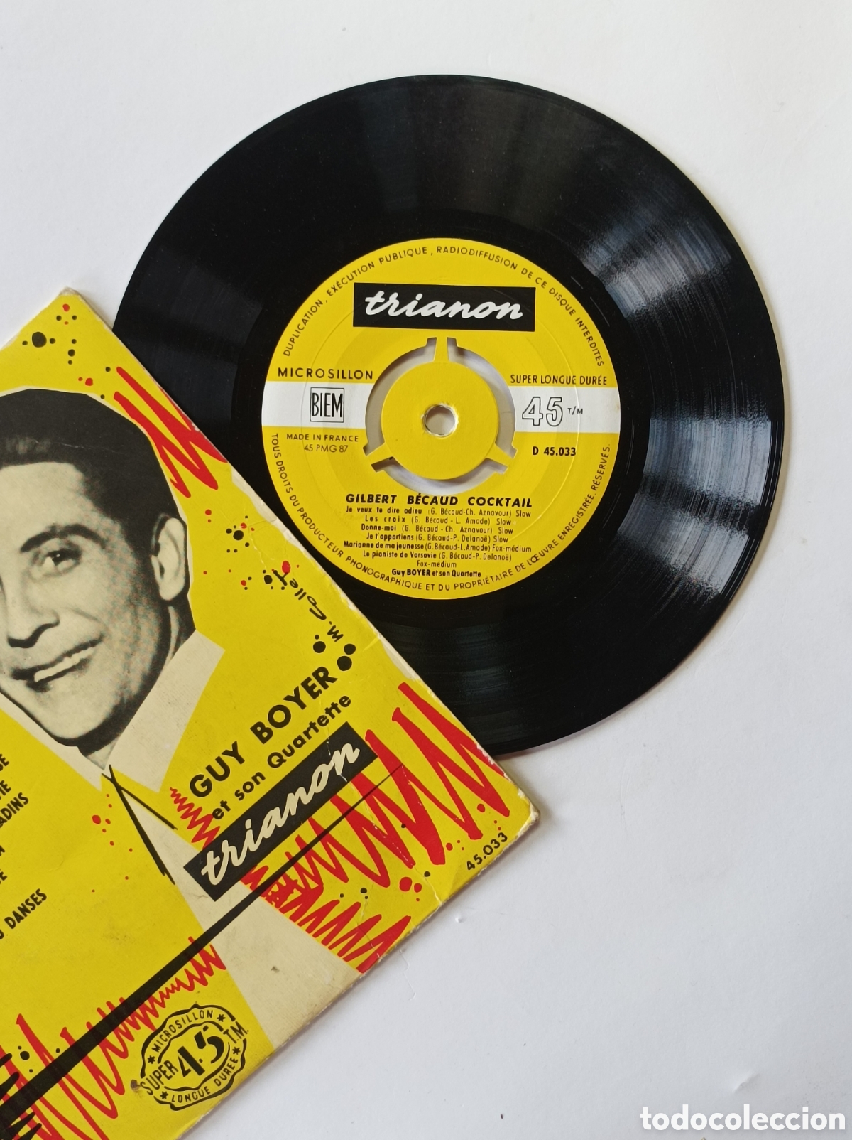Discos de vinilo: GILBERT BECAUD. COKTAIL. TRIANON. SINGLE DISCO VINILO. RARO. - Foto 3