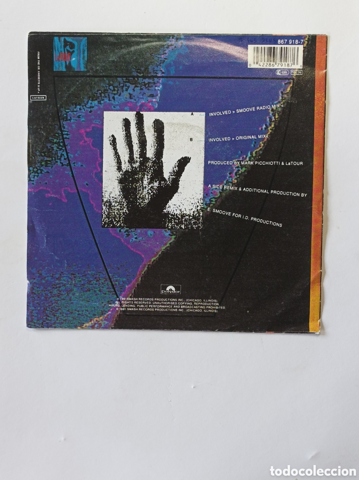 Discos de vinilo: LA TOUR. INVOLVED. POLYDOR. 1991. SINGLE DISCO VINILO. - Foto 2