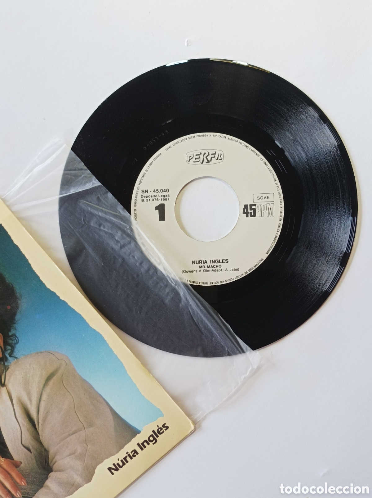 Discos de vinilo: NURIA INGL&Eacute;S. MR. MACHO. PERFIL. 1987. SINGLE DISCO VINILO. - Foto 3
