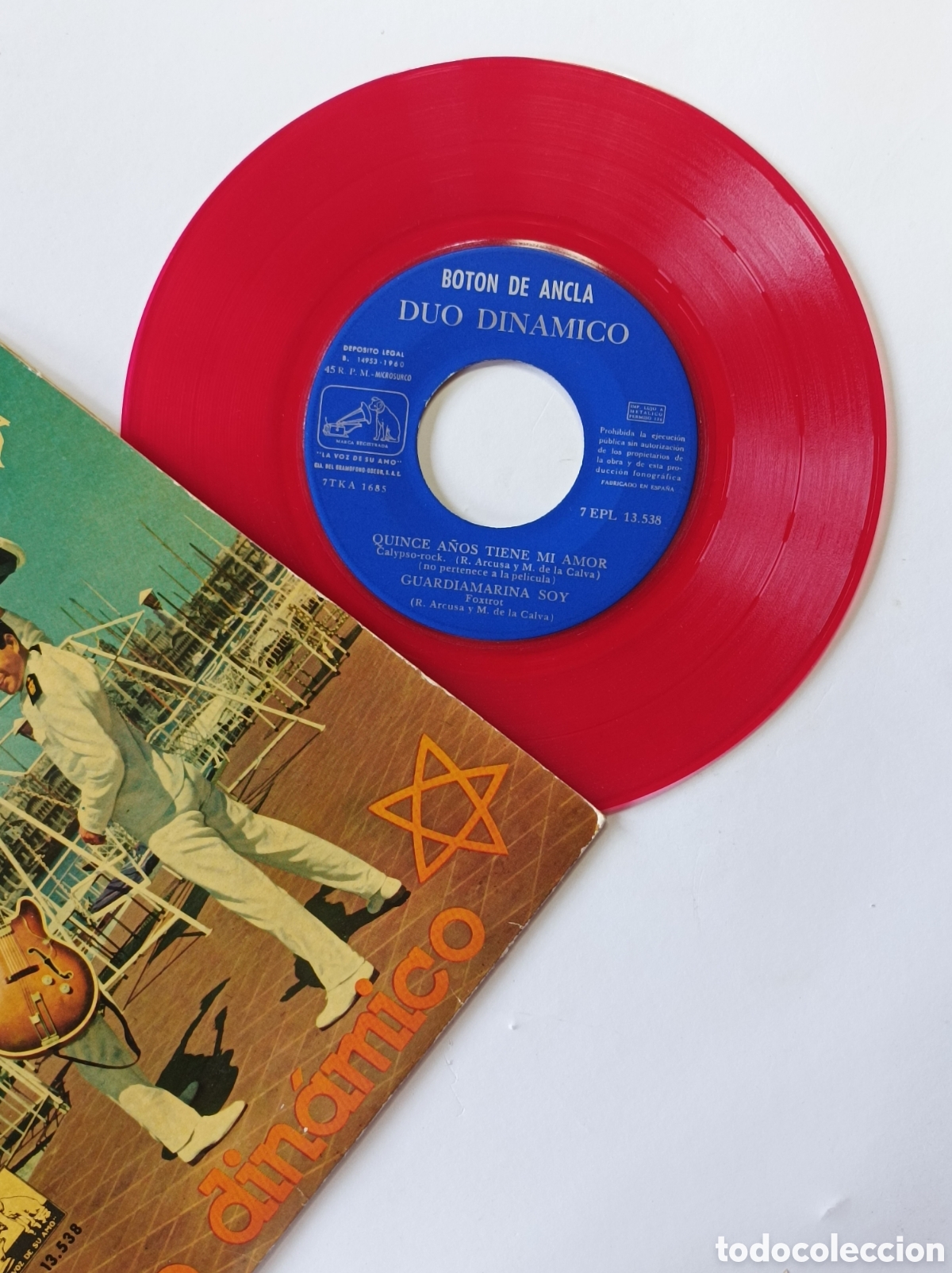 Discos de vinilo: DUO DIN&Aacute;MICO. BOTON DE ANCLA. SINGLE DISCO VINILO ROJO. - Foto 3
