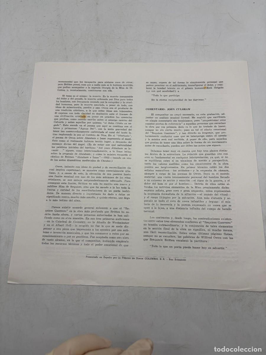 Discos de vinilo: BOX LP - BENJAMIN BRITTEN - REQUIEM GUERRERO, (WAR) - 2 DISCOS + LIBRETO - DECCA - Foto 8