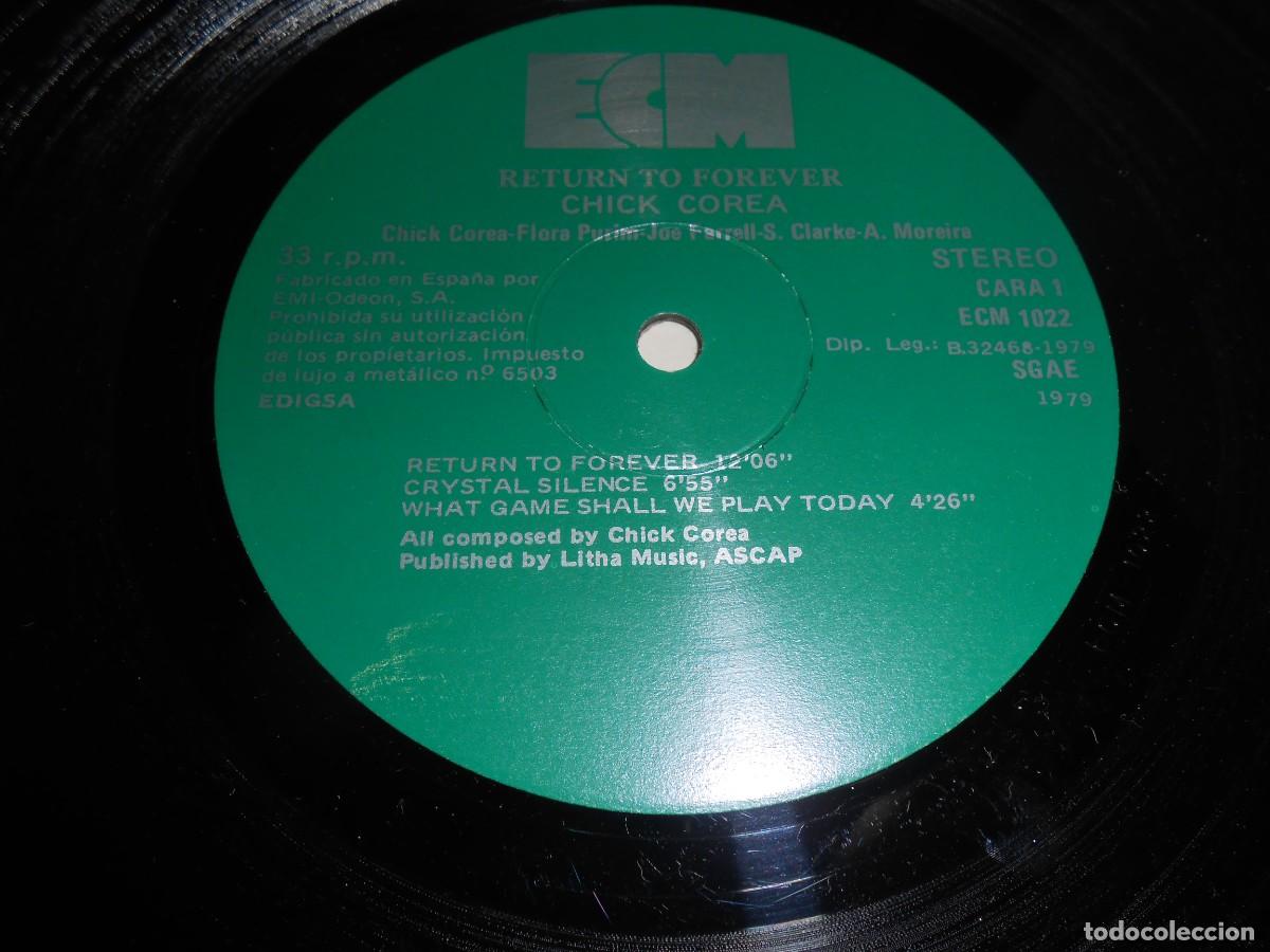 Discos de vinilo: CHICK COREA - RETURN TO FOREVER -, LP, RETURN TP FOREVER + 3, A&Ntilde;O 1979, ECM 1022 - Foto 5