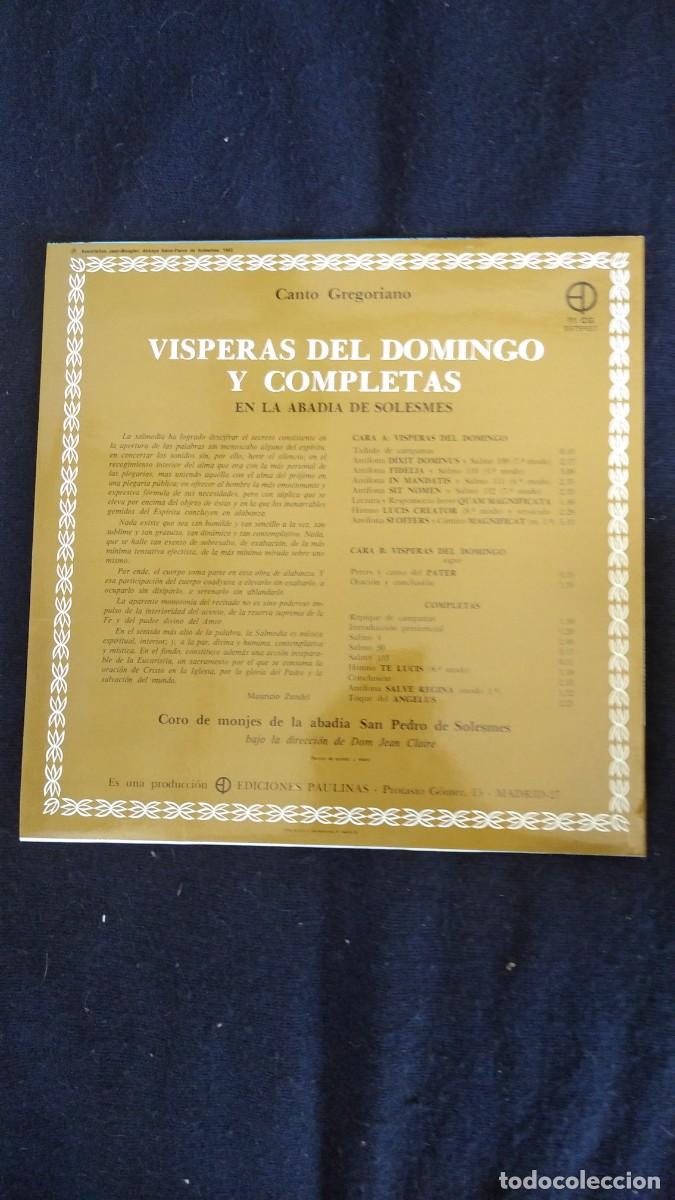 Discos de vinilo: Vinilo de Canto Gregoriano - V&iacute;speras y completas. - Foto 3
