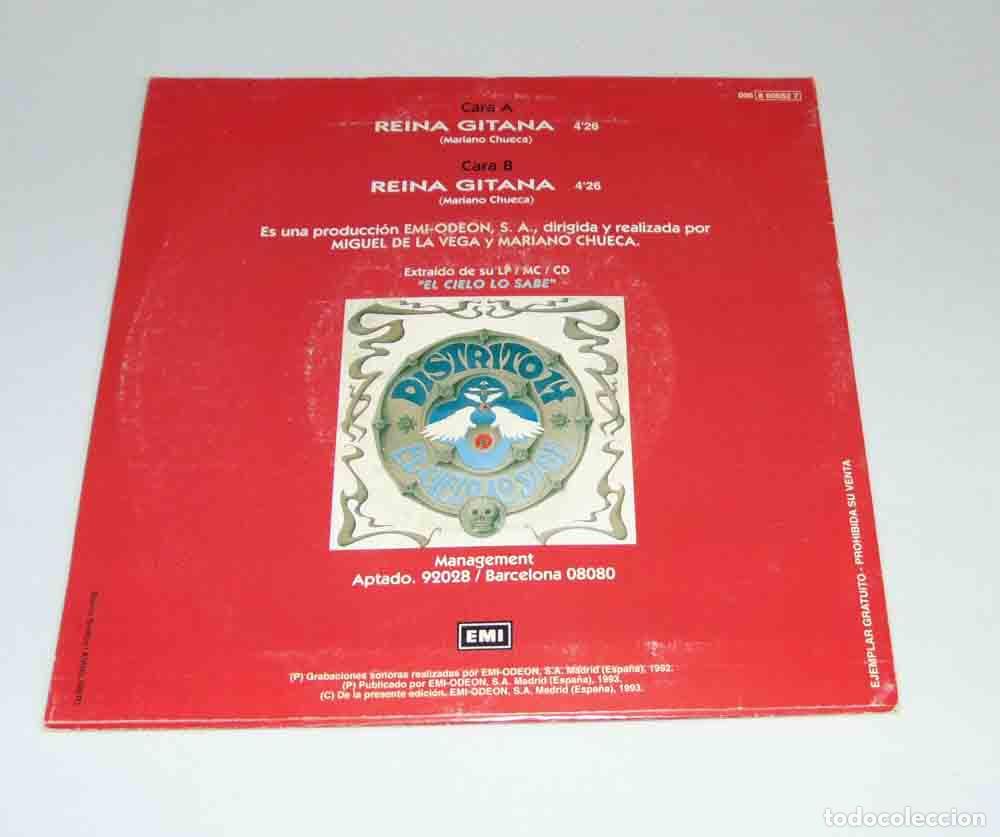 Discos de vinilo: Distrito 14 &ndash; Reina gitana - SINGLE 1992 - Foto 3