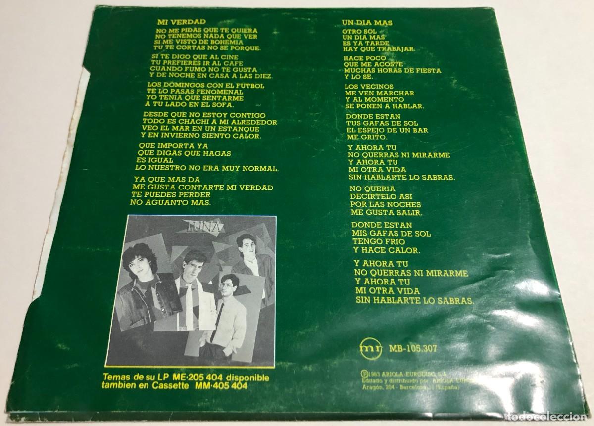 Discos de vinilo: Luna - Mi Verdad Single Promo - Foto 3
