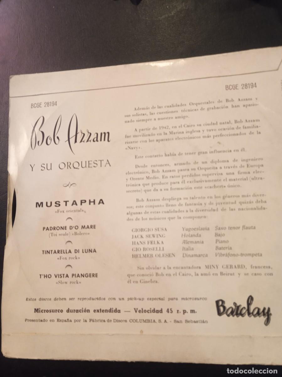 Discos de vinilo: BOB AZZAM Y SU ORQUESTA- MUSTAPHA. EP - Foto 2