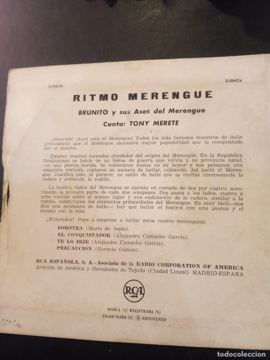 Discos de vinilo: BRUNITO Y SUS ASES- RITMO MERENGUE. EP - Foto 2