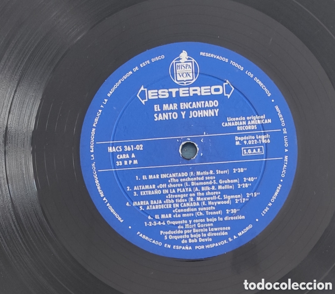 Discos de vinilo: SANTO AND JOHNNY - EL MAR ENCANTADO - Foto 2