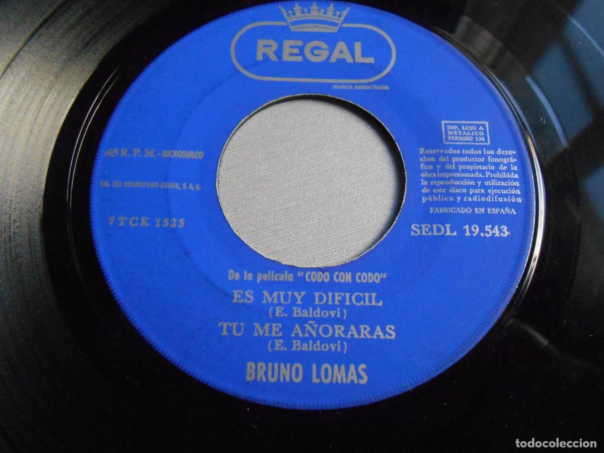 Discos de vinilo: BRUNO LOMAS - CODO CON CODO -, EP, CODO CON CODO +3, A&Ntilde;O 1967, REGAL, SEDL 19.543 - Foto 4