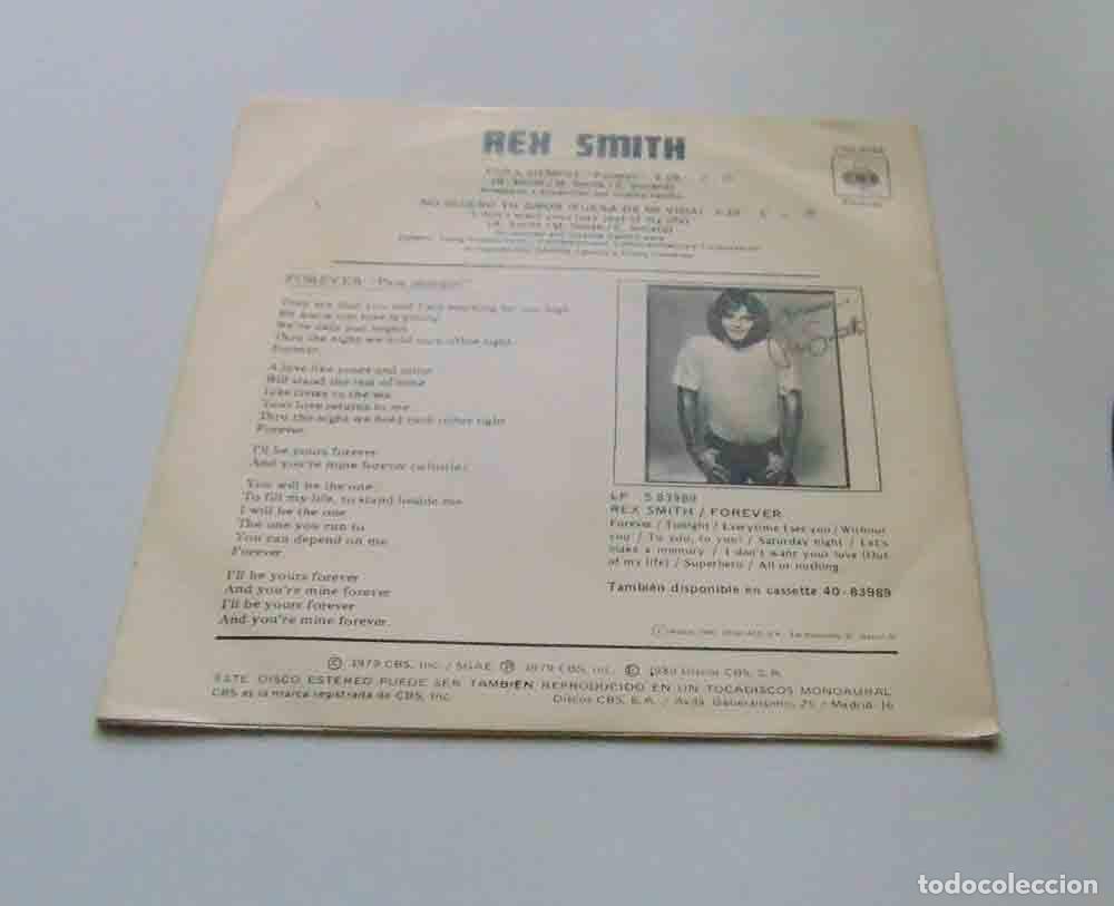 Discos de vinilo: REX SMITH - FOREVER - SINGLE 1979 - Foto 4