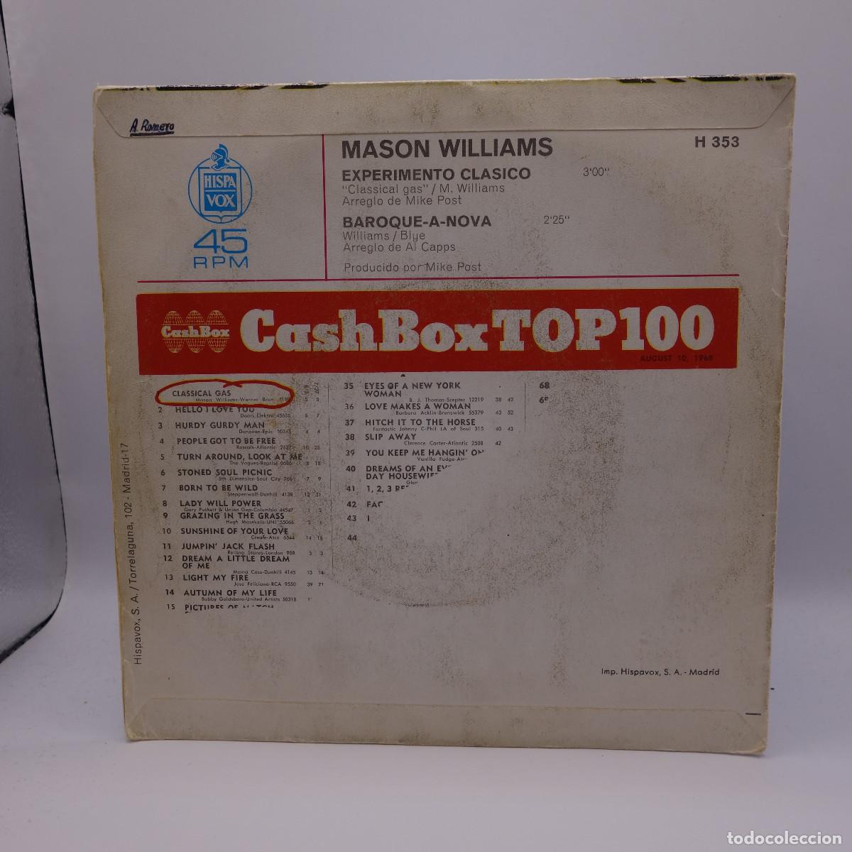 Discos de vinilo: MASON WILLIAMS - EXPERIMENTO CLASICO - Foto 2