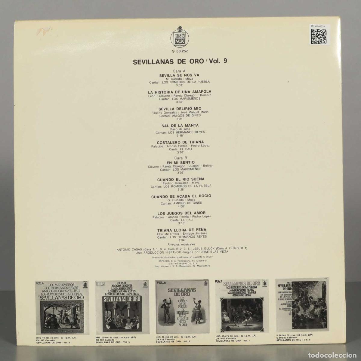 Discos de vinilo: LP. SEVILLANAS DE ORO vol. 9 - Foto 2