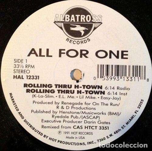 Discos de vinilo: Rolling Thru H-Town (12&rdquo; Maxi) - All For One - Foto 1