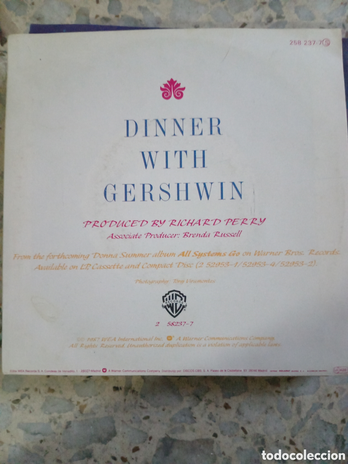 Discos de vinilo: SGL DONNA SUMMER DINNER WITH GERSHWIN 1987 - Foto 2