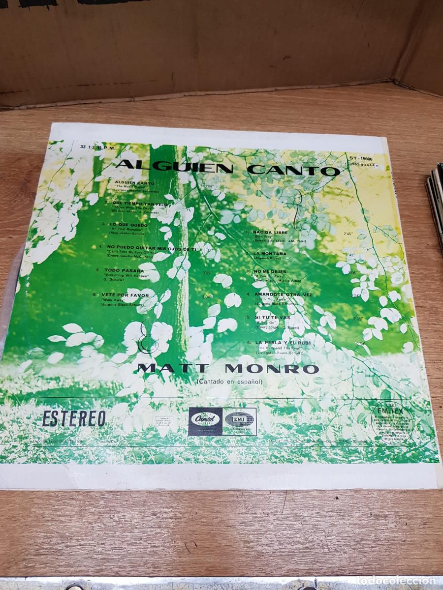 Discos de vinilo: MATT MONRO-ALGUIEN CANTO - Foto 2