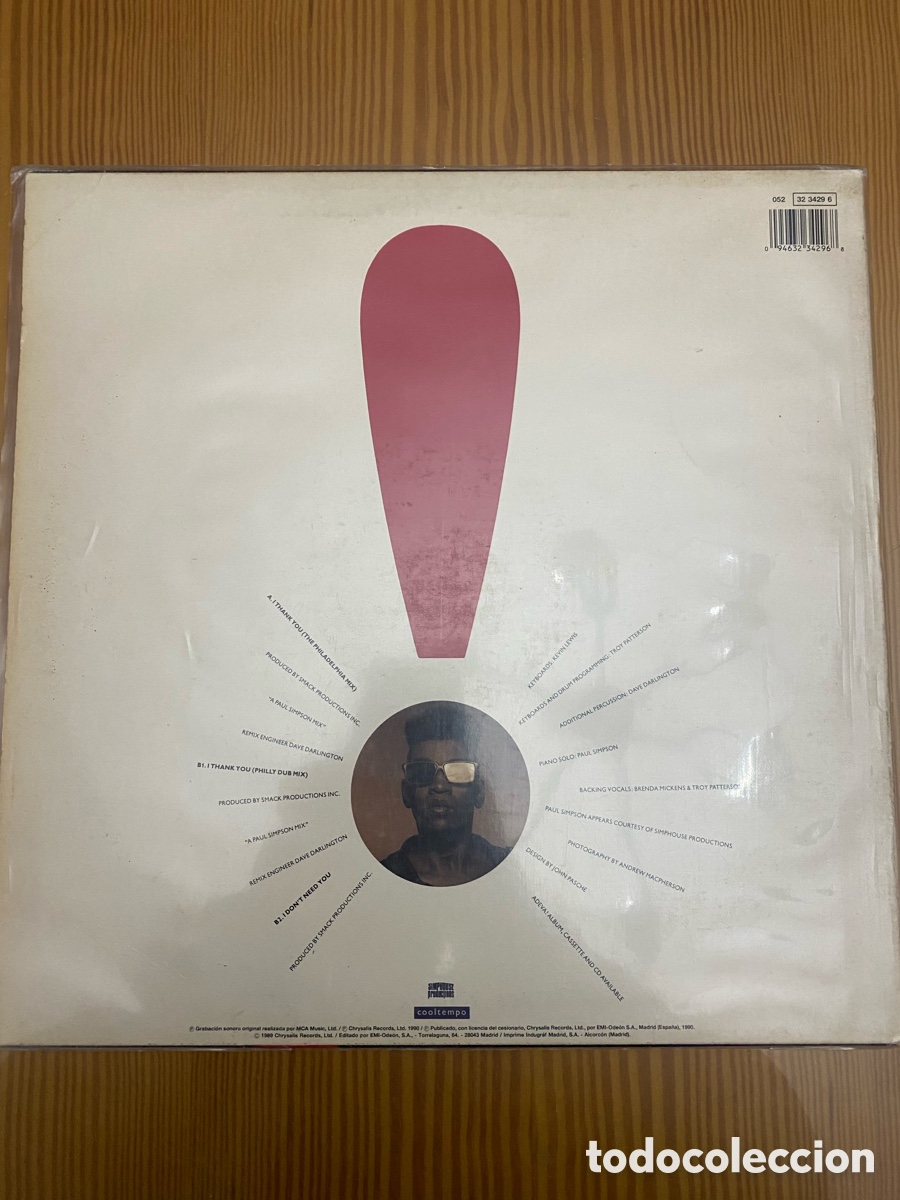 Discos de vinilo: Disco de Vinilo (Maxi) Adeva! &ldquo;I Thank You&rdquo; - Foto 2