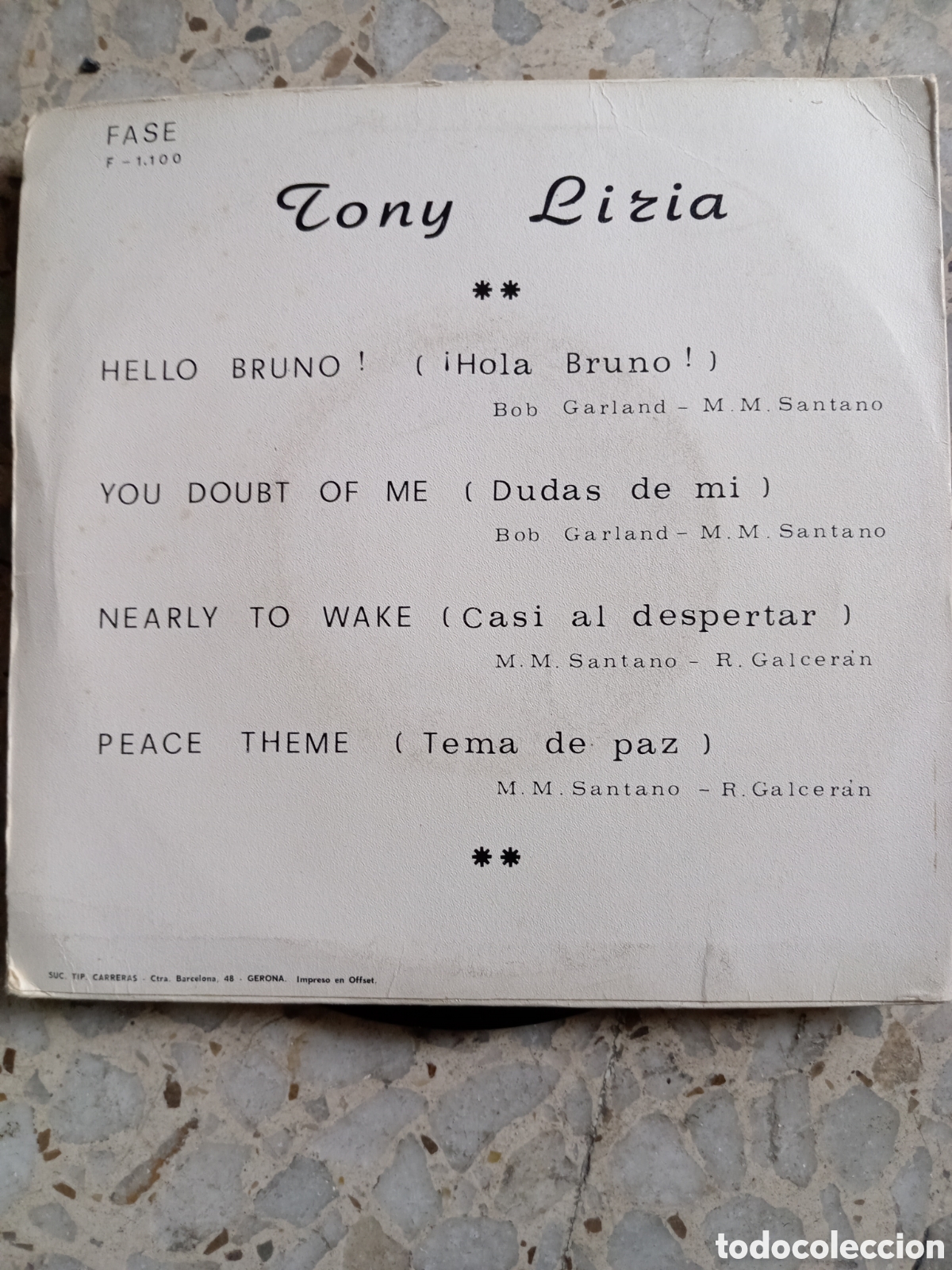 Discos de vinilo: EP TONY LIRIA HELLO BRUNO 1976 - Foto 2