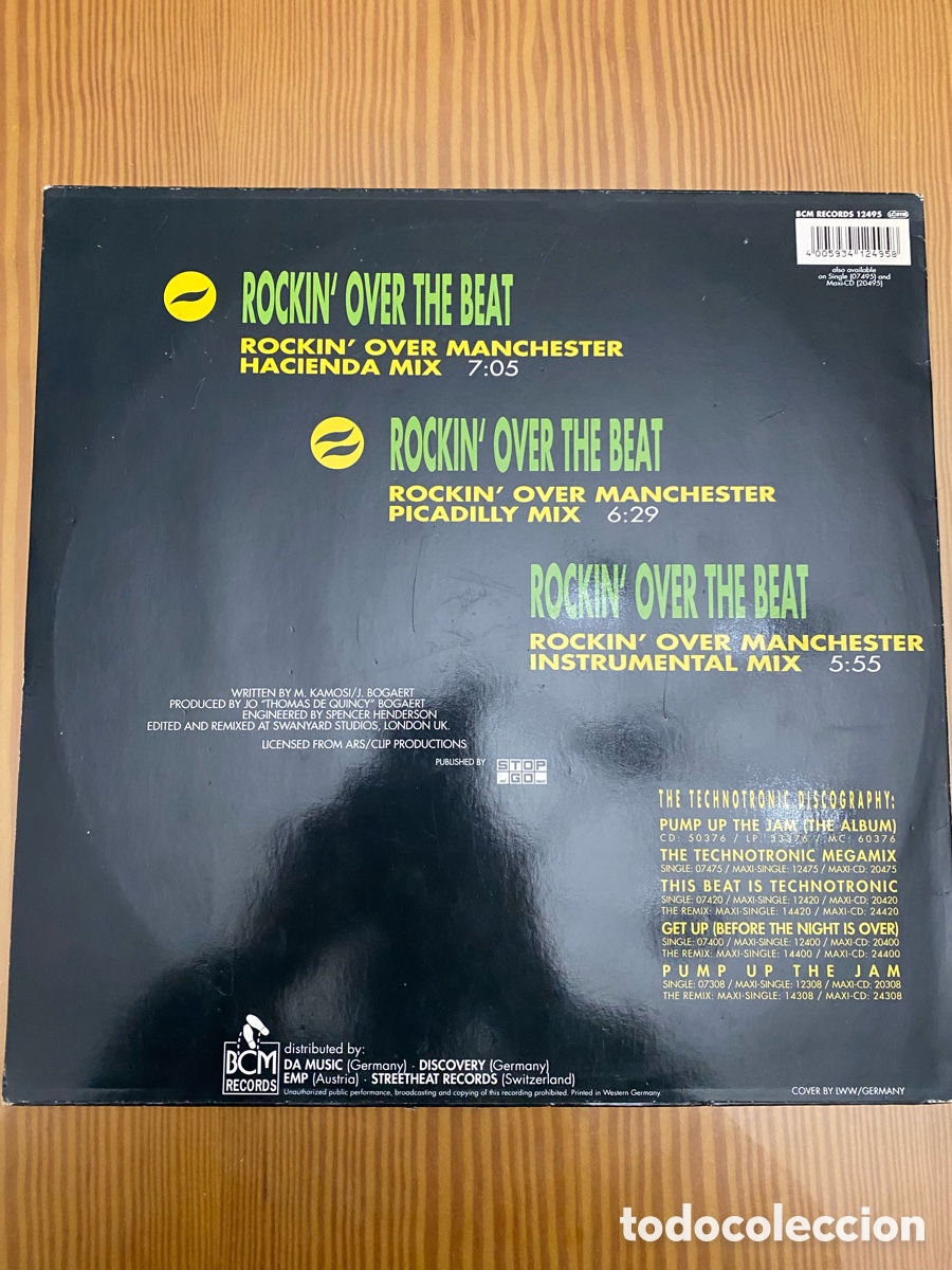 Discos de vinilo: Disco de Vinilo (Maxi) Technotronic &ldquo;Rockin&rsquo; over the beat&rdquo; - Foto 2