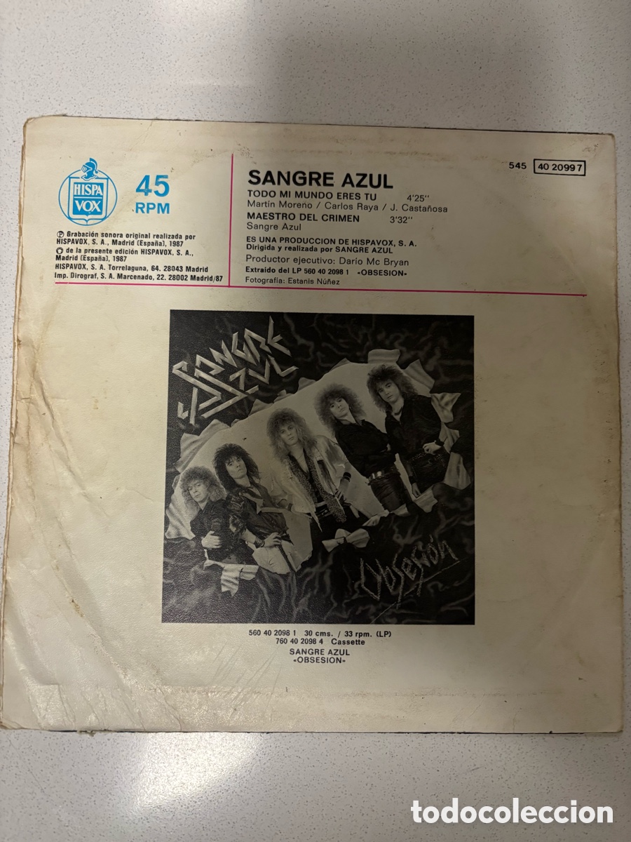 Discos de vinilo: Single Sangre Azul. Original de &eacute;poca. - Foto 2