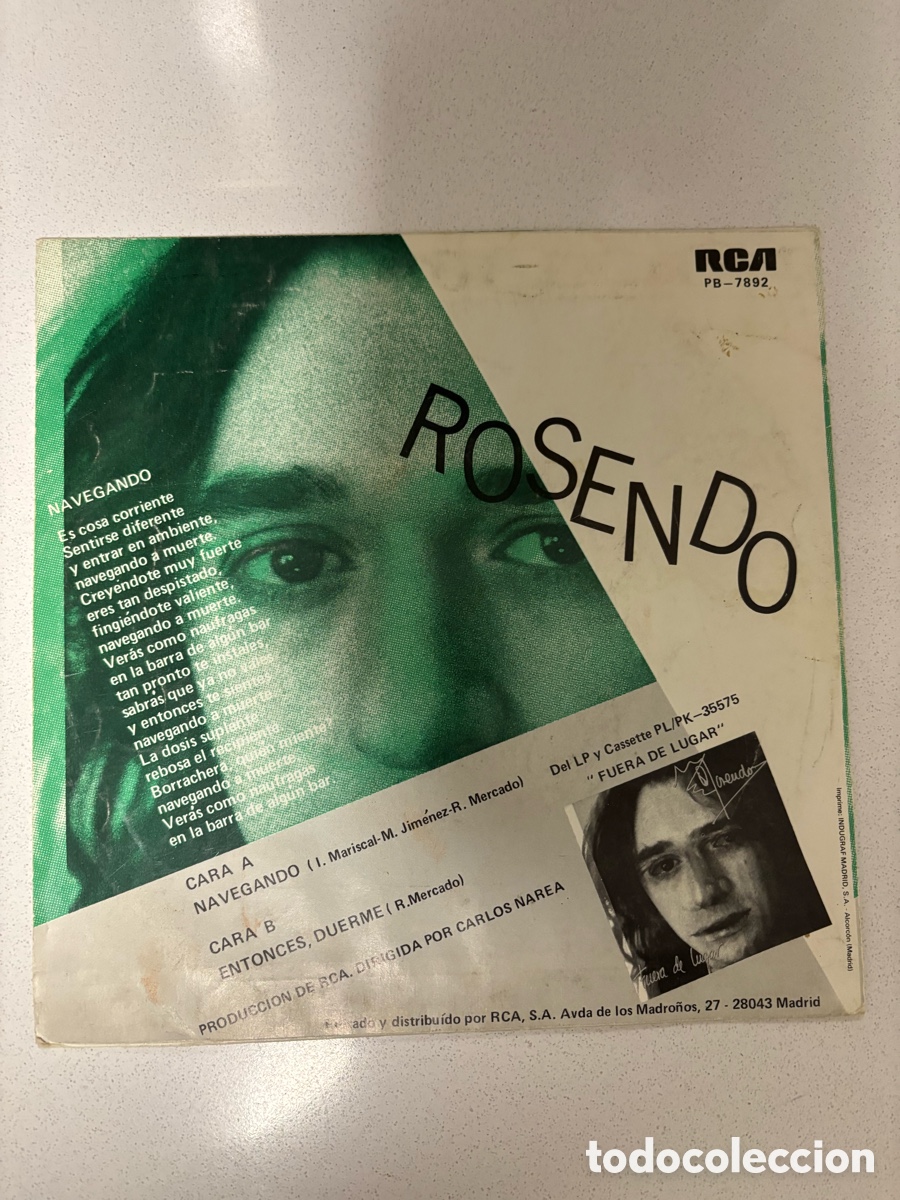 Discos de vinilo: Single Rosendo. Navegando. - Foto 2