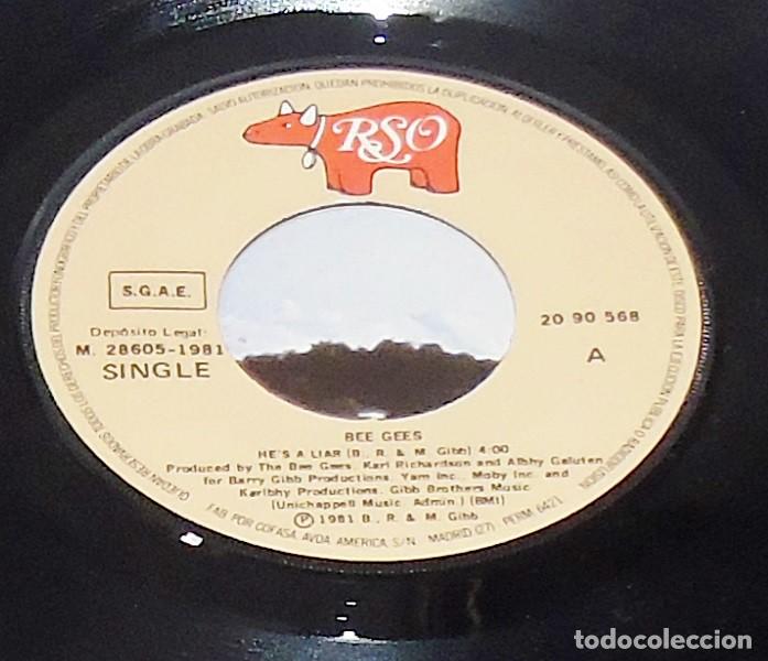 Discos de vinilo: BEE GEES --- HE&acute;S A LIAR & HE&acute;S A LIAR ( INSTRUMENTAL )-----MINT ( M ) - Foto 6