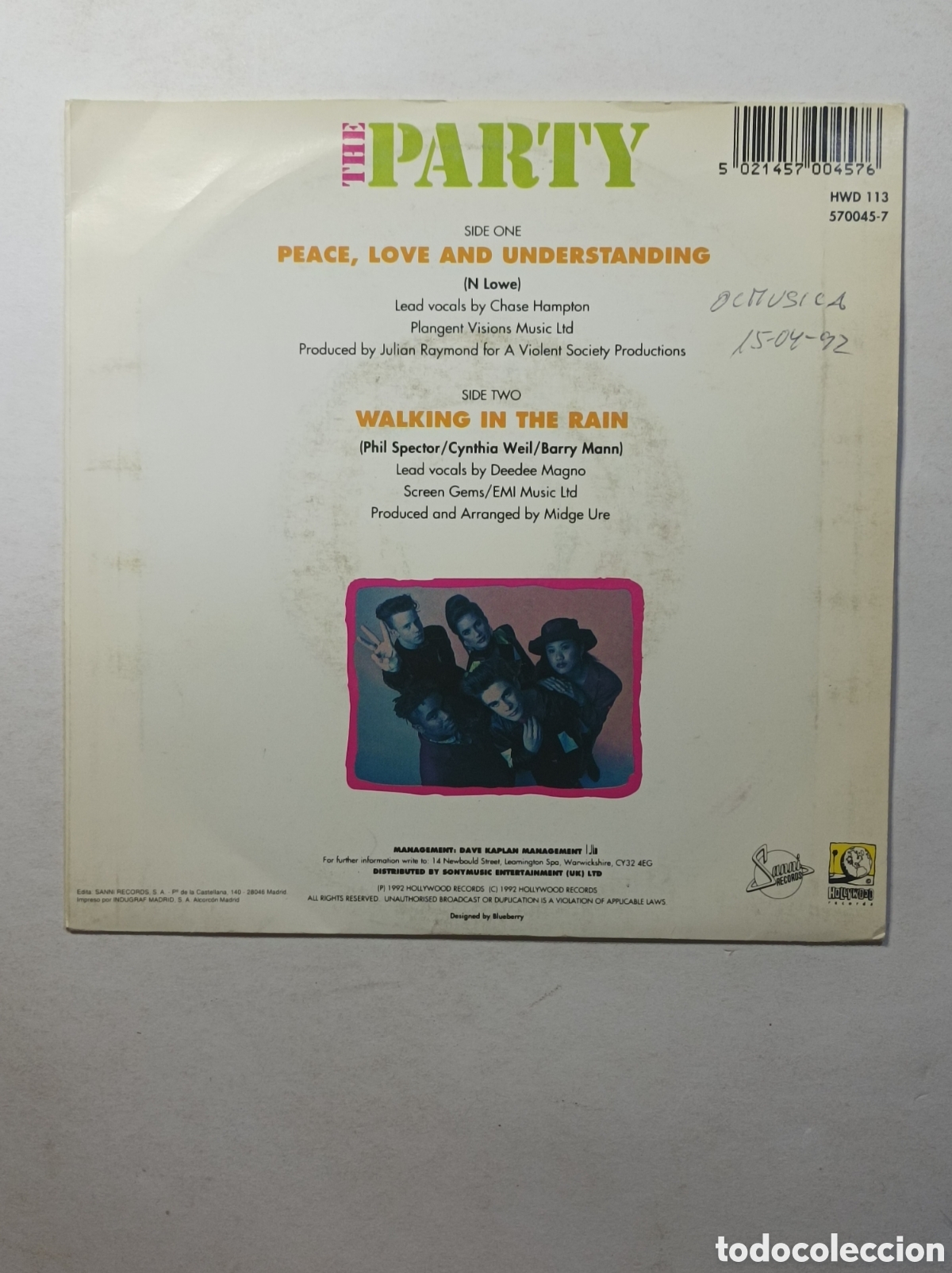 Discos de vinilo: THE PARTY. SANNI. 1992. SINGLE DISCO VINILO. - Foto 2